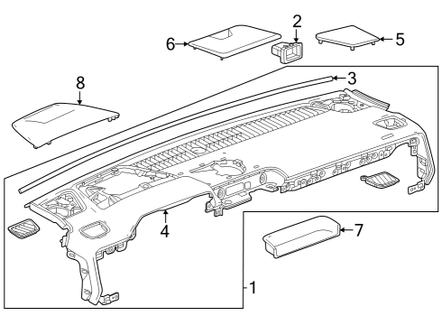 2023 Chevy Colorado PANEL ASM-I/P UPR TR *JET BLACK Diagram for 86507556