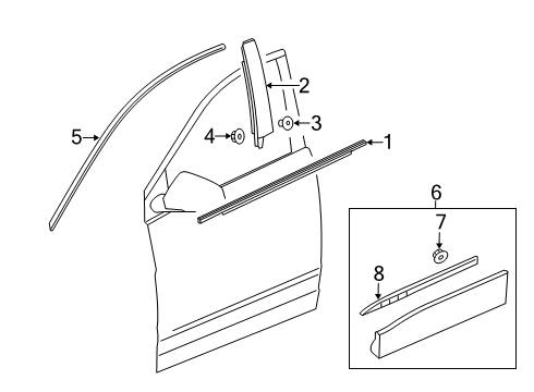 2020 Cadillac XT6 Molding Assembly, Front S/D Wdo Upr Rvl Diagram for 84239734