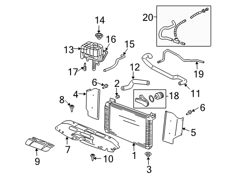 2003 Chevy Silverado 2500 HD Radiator & Components Diagram 1 - Thumbnail