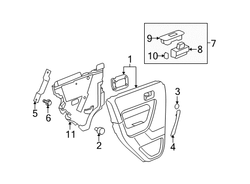 2008 Hummer H3 Panel,Rear Side Door Trim Diagram for 25996305