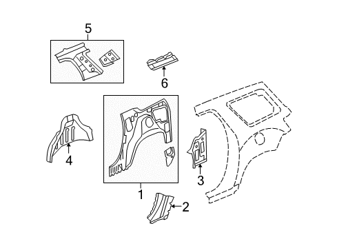 2007 Saturn Outlook Panel Assembly, Body Side Inner Rear Diagram for 22832493