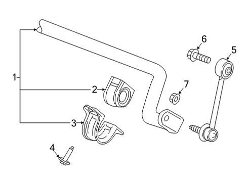 2021 Buick Envision Rear Suspension Components, Lower Control Arm, Stabilizer Bar Diagram 1 - Thumbnail