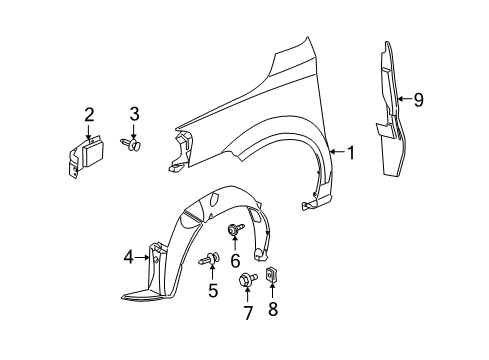 2005 Chevy Uplander Fender & Components Diagram