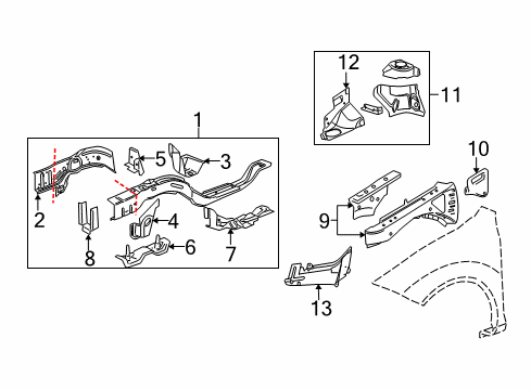 2005 Chevy Cobalt Shield Assembly, Engine Splash Diagram for 25859809