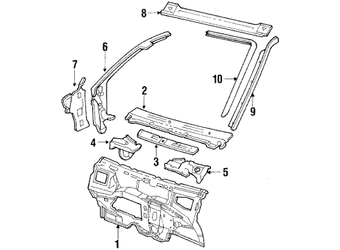 1989 Oldsmobile Cutlass Cruiser Molding Assembly, Windshield Pillar Drip Scalp *Black Diagram for 10071507