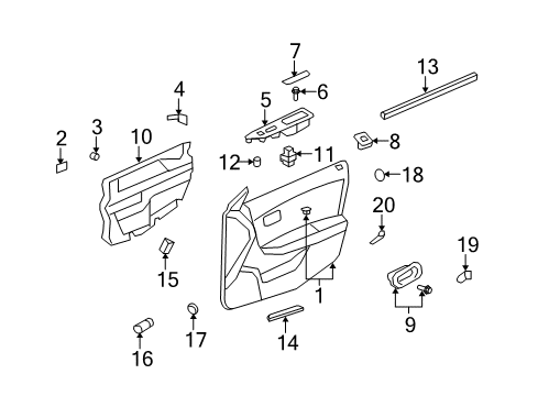 2008 Saturn Aura Rear Side Door Window Regulator Diagram for 22849387