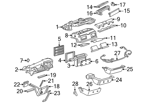 2000 Buick Park Avenue A/C Evaporator & Heater Components Diagram