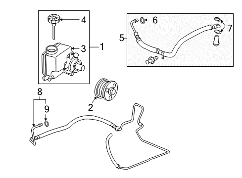 2007 Buick Lucerne P/S Pump & Hoses, Steering Gear & Linkage Diagram 3 - Thumbnail