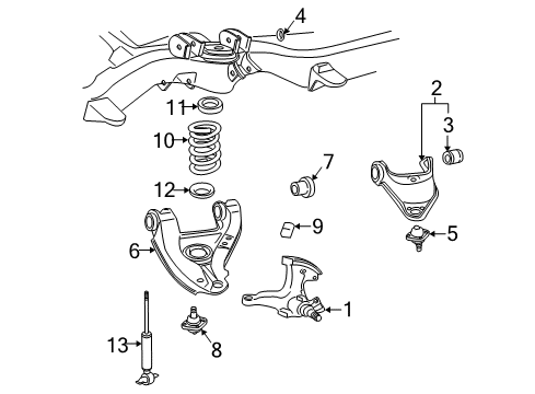 1999 Chevy Express 2500 Front Suspension, Control Arm Diagram 1 - Thumbnail