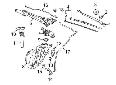 2012 Buick LaCrosse Wiper & Washer Components, Body Diagram