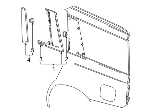 2021 Cadillac Escalade Molding Assembly, Body Si Wdo Rvl Diagram for 85002014