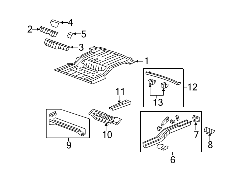 2009 Saturn Outlook Rear Body - Floor & Rails Diagram