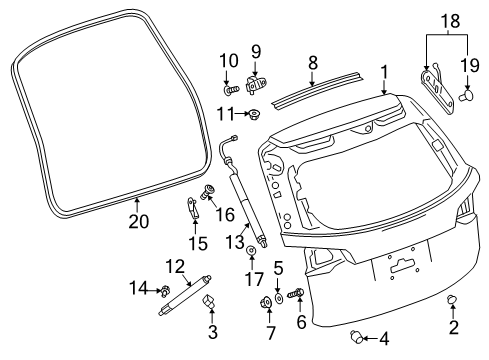 2018 GMC Terrain Pad,Lift Gate Adjust Bumper Diagram for 13233501