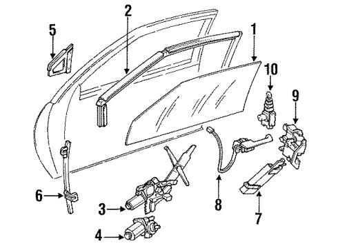 1989 Oldsmobile Delta 88 Door - Glass & Hardware Diagram