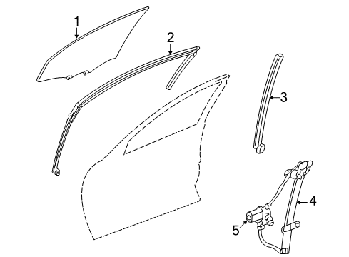 2002 Chevy Impala Front Door - Glass & Hardware Diagram