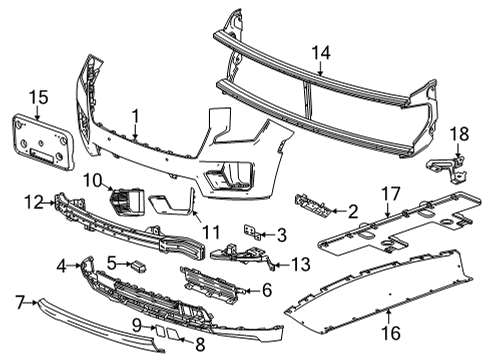 2021 GMC Yukon Insert, Front Fog Lp Bzl *Galvano Silv Diagram for 84340299