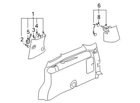 2008 Chevy Uplander Speaker Assembly, Radio Body Hinge Pillar Diagram for 15883027