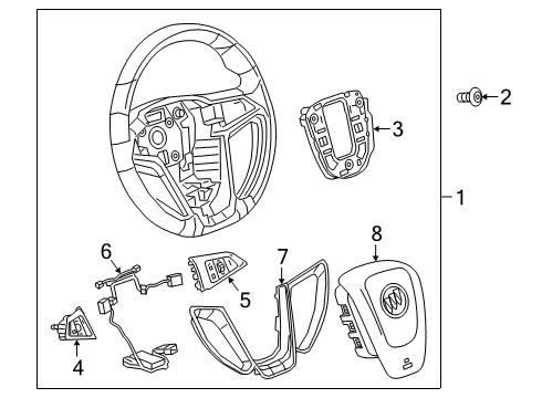 2018 Buick Cascada Steering Wheel Assembly *Black Diagram for 39109188