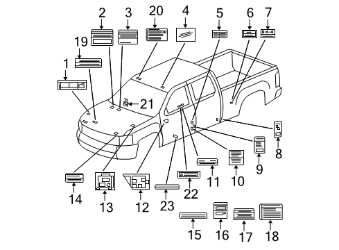 2011 GMC Sierra 3500 HD Information Labels Diagram 1 - Thumbnail