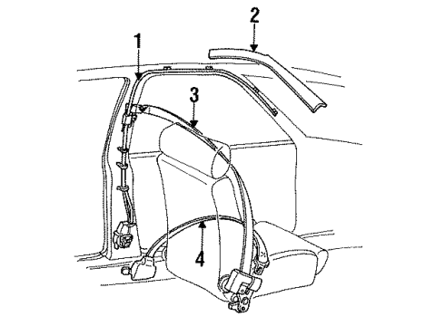 1992 Pontiac LeMans Retractor & Belt Assembly,Prs Shoulder Rh(T08, 2G5) Diagram for 90384294