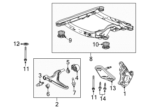 2011 Cadillac SRX Mount,Drivetrain & Front Suspension Cradle Diagram for 15870838