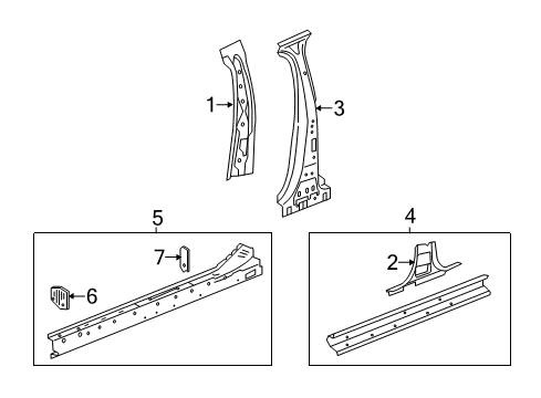 2019 Cadillac XTS Insulator, Rocker Inner Panel Diagram for 22911736