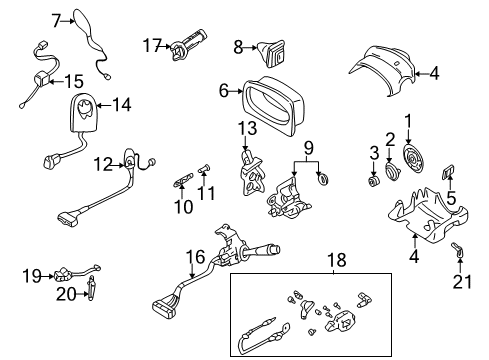 2000 Buick LeSabre Switch Asm,Turn Signal & Headlamp Dimmer Switch & Windshield Wiper & Windshield Washer (W/ Lever) Diagram for 26057323