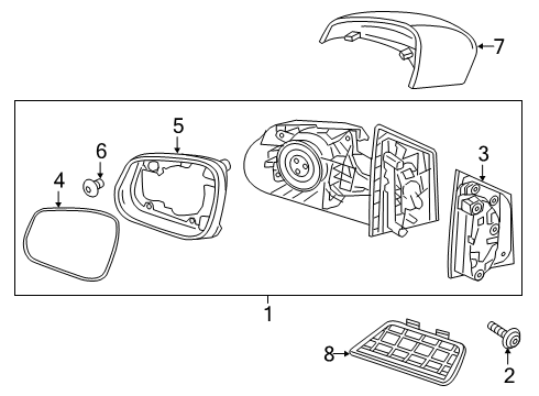 2022 Chevy Spark Mirror, O/S Rr View (Refl Gls & Bkg Plt) Diagram for 42699572