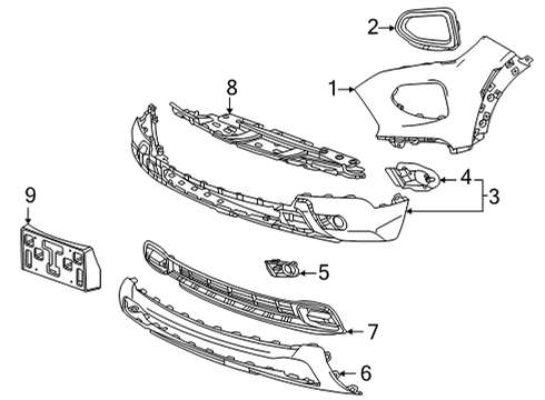 2022 Chevy Trailblazer Protector, Front Bpr Fascia Diagram for 42691701