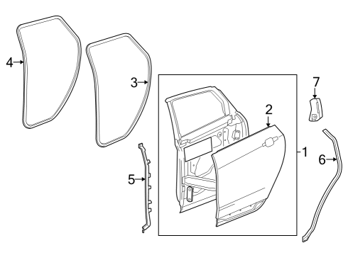 2023 Cadillac LYRIQ WEATHERSTRIP ASM-RR S/D FRT AUX Diagram for 87829021