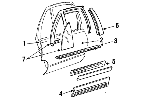 1996 Oldsmobile 98 Applique Assembly, Rear Side Door Window Frame Front Diagram for 25626681