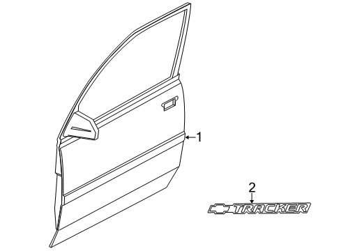 1999 Chevy Tracker Exterior Trim - Front Door Diagram 1 - Thumbnail