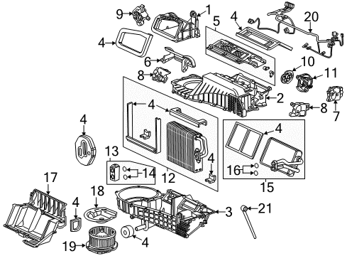 2015 Chevy Corvette HVAC Case Diagram