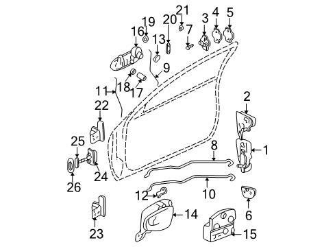 2001 Oldsmobile Alero Rear Door Diagram 1 - Thumbnail