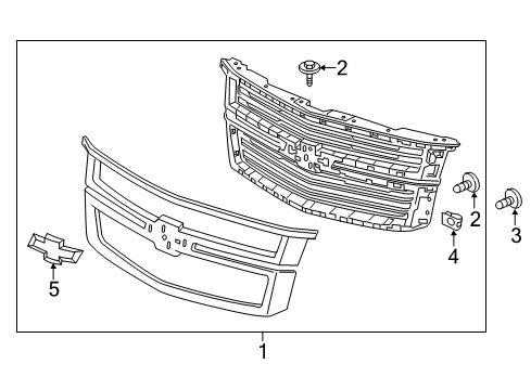 2019 Chevy Suburban Grille Assembly, Front Upr *Black Diagram for 84724078