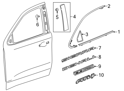 2019 GMC Sierra 1500 MOLDING ASM-FRT S/D WDO BELT RVL Diagram for 87843622