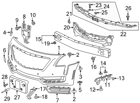 2017 Cadillac CT6 Support Assembly, Front Bumper Fascia Center Diagram for 84003157