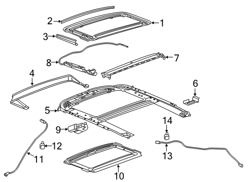 2020 Buick Regal Sportback Window Assembly, Sun Rf Diagram for 39131354