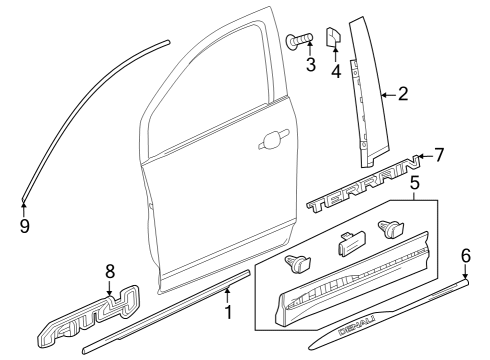 2024 GMC Terrain Molding Assembly, Front Side Door *Service Primer Diagram for 84207882