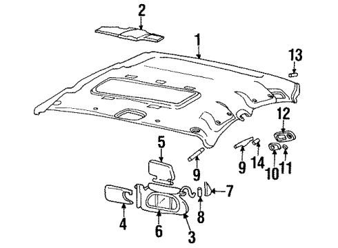 2001 Oldsmobile Aurora PUSHBUTTON, Overhead Console Diagram for 12482918