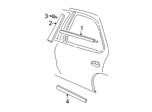 2004 Chevy Cavalier Exterior Trim - Rear Door Diagram