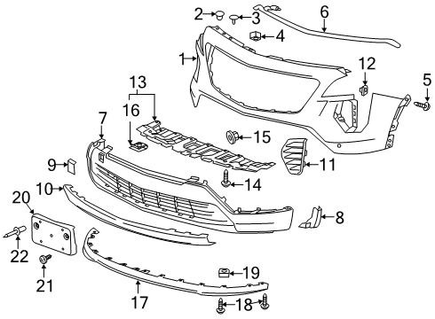 2020 Cadillac XT4 Deflector, Front Bpr Fascia Air *Black Diagram for 84036410