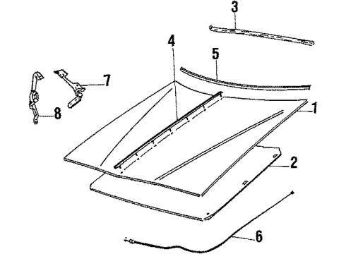 1986 Pontiac Bonneville Hood & Components Diagram