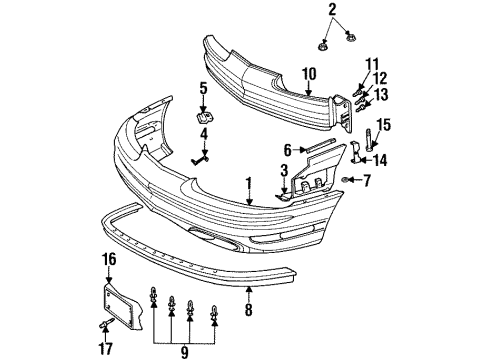 1996 Oldsmobile Aurora Front Bumper Diagram