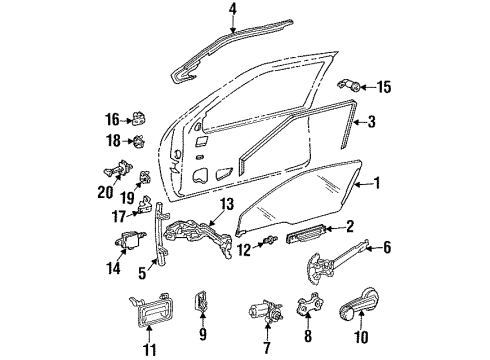 1994 Chevy Lumina Front Side Door Lock Assembly Diagram for 12505057