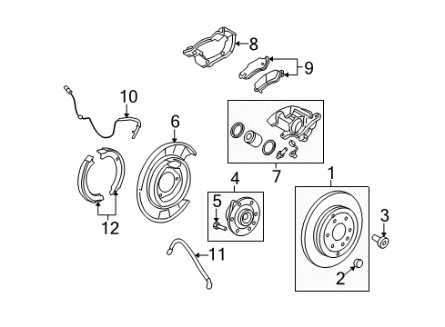 2008 Buick Enclave Rear Brake Rotor Assembly Diagram for 22768973