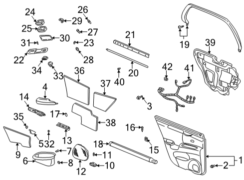 2000 Cadillac DeVille Insert,Rear Side Door Upper, R/H *Black Diagram for 12482621