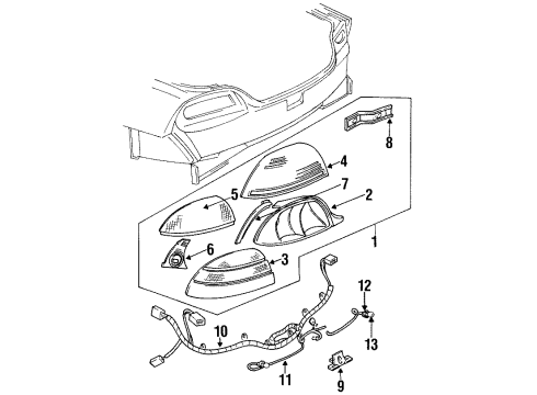 1998 Pontiac Grand Am Filler,Tail Lamp Closeout Diagram for 16522632