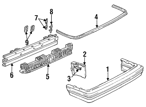 1991 Pontiac Grand Am Rear Bumper Cover Diagram for 22545456