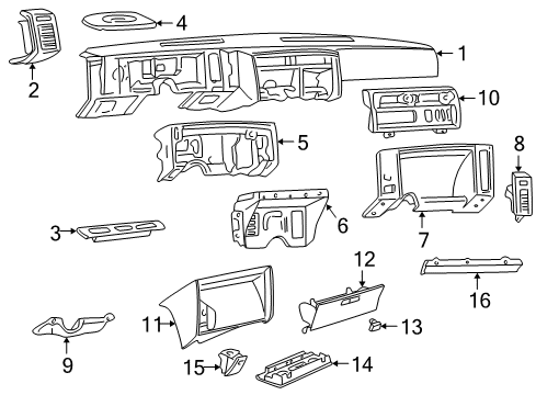 1986 GMC Safari Ashtray,Instrument Panel Diagram for 15593376